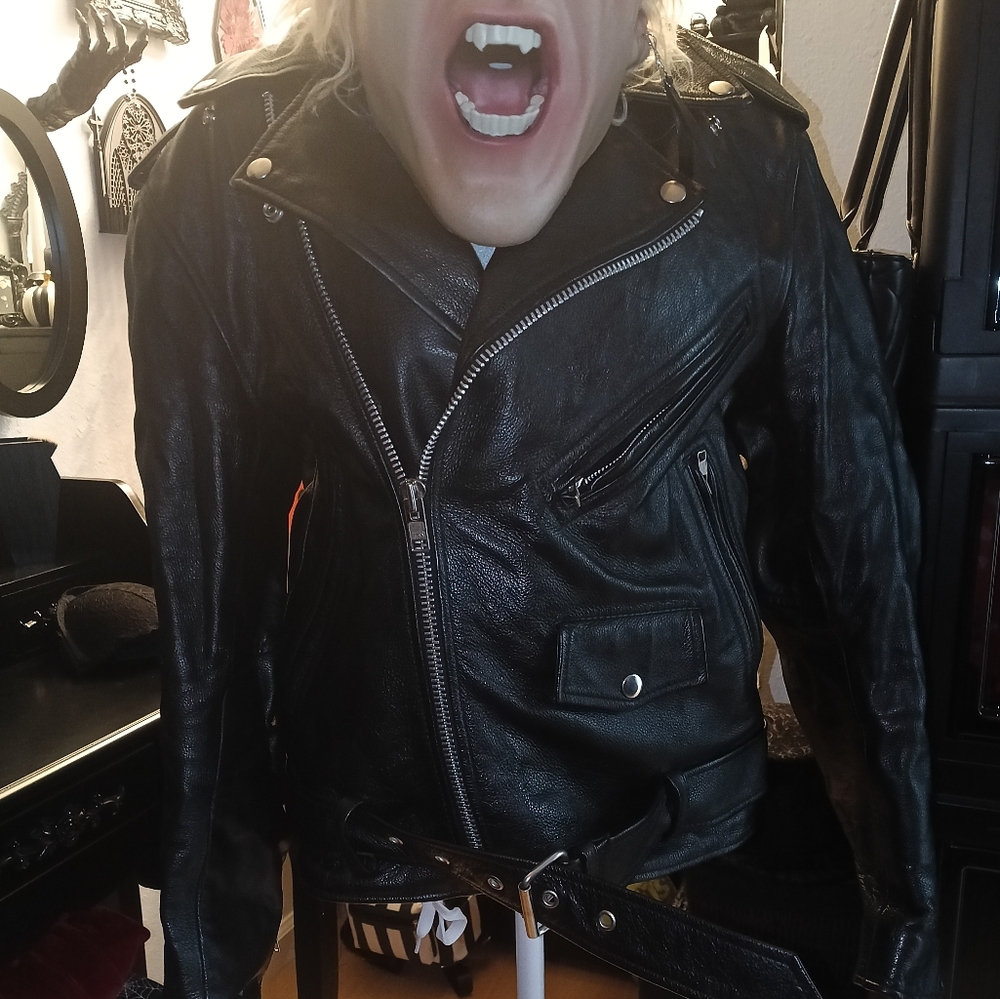 Men's Black Leather Biker Jacket